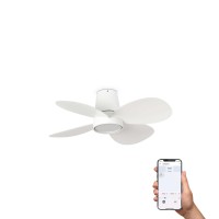 Потолочный вентилятор KLOVER S Ш800MM белый 4P 18W LED CCT DIM TUYA