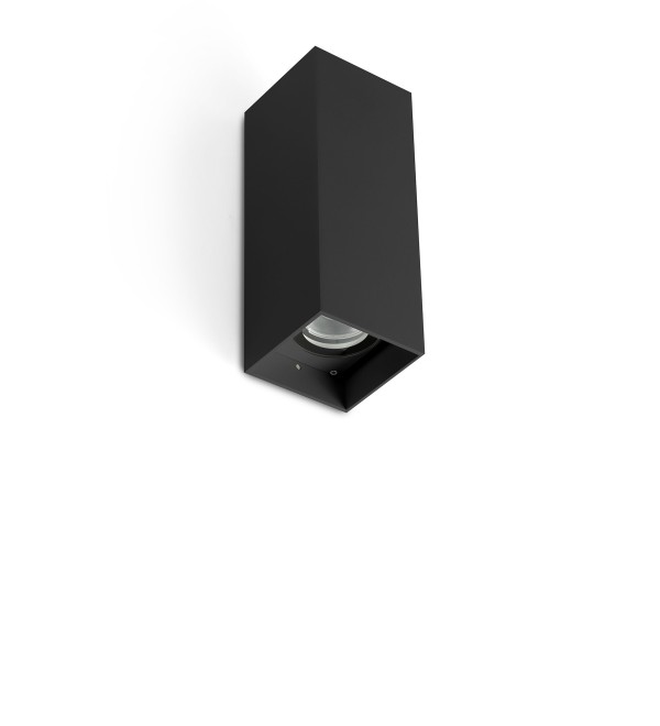 Уличный настенный светильник KOV квадратный черный LED 2x6W 3000K 14°/14°