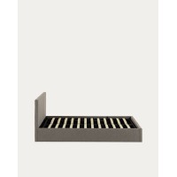 Nahiri Мягкая серая кровать для матраса размером 150 x 200 см