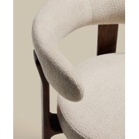 Барный стул Granite из бежевого шенилла и ясеня с отделкой орех 75 см