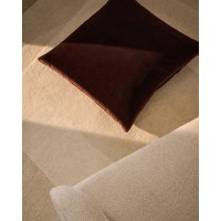 Чехол для подушки Niroi из коричневого бархатного хлопка с отделкой лентой, 60 x 60 см