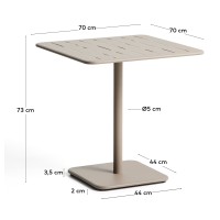 Уличный стол Brai из оцинкованной стали бежевого цвета, 70 x 70 см