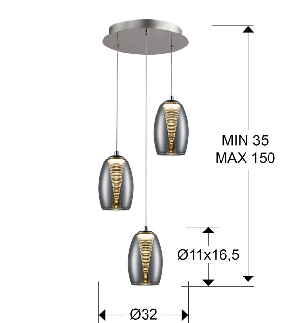 Подвесной светильник Nebula 3L LED хром