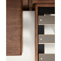 Кровать Norlen с 2 тумбочками из орехового шпона с темной отделкой LED 180 x 200 см