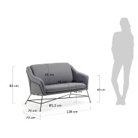 Диван Brida графитовый 128 см