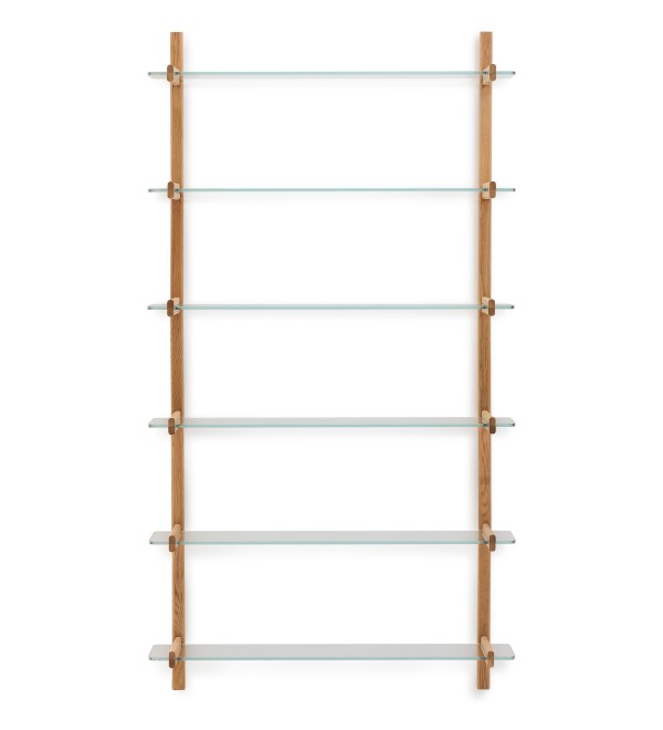 Модульная полка Sitra 6 стеклянных полок и каркас из массива дуба 110 см