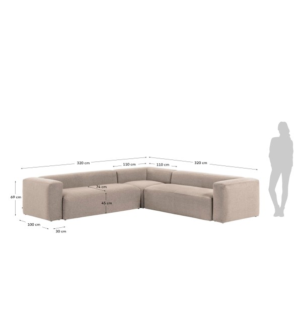 Диван угловой 6 местный Blok 320 x 320 cm бежевый
