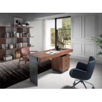 Офисный стол 3237/MQ2101DK из ореха и стали