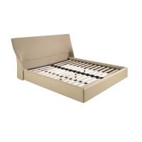 Кровать 7223 из коричневого бархата и кремовой экокожи для матраса 180x200 см