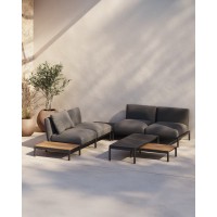 Журнальный столик Sorells из серого алюминия 63 x 149 см