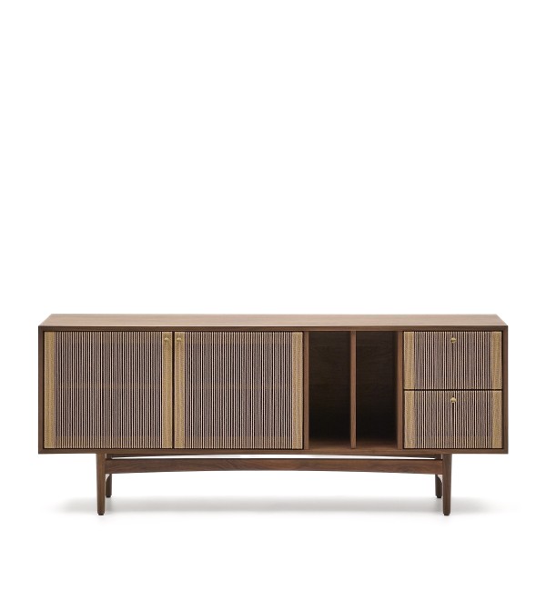 Сервант Elan 2 дверцы и 2 ящика шпон и массив ореха и шнур