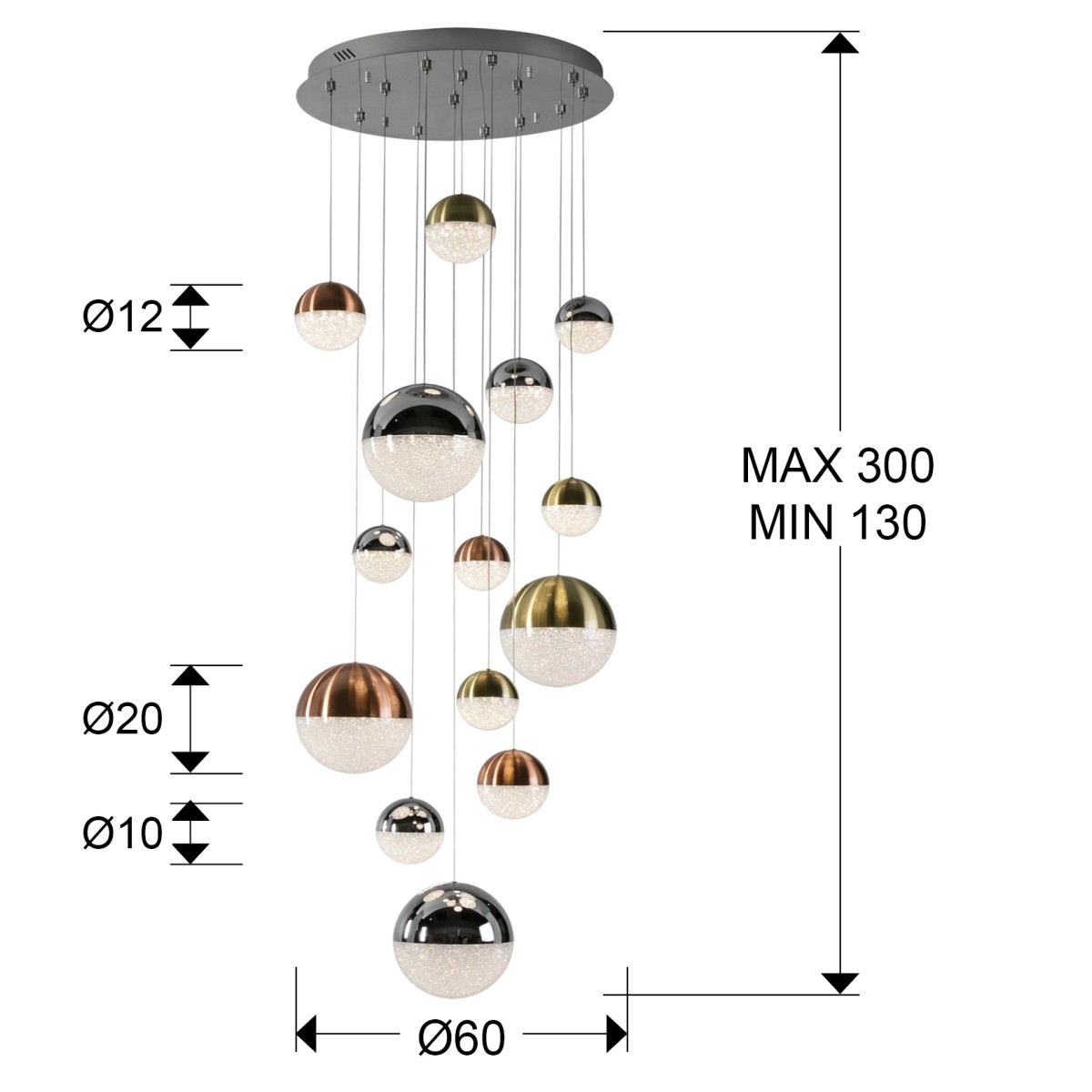Люстра Sphere 14L разноцветная D60 DIMABLE