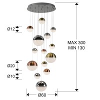 Люстра Sphere 14L разноцветная D60 DIMABLE