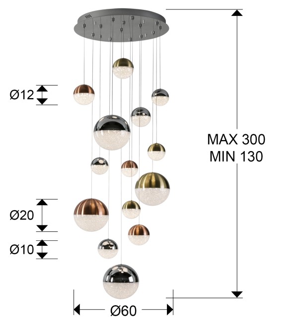 Люстра Sphere 14L разноцветная D60 DIMABLE