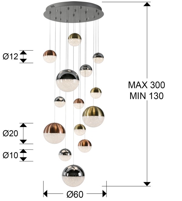 Люстра Sphere 14L разноцветная D60 DIMABLE