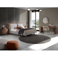 Кровать LA2101 /7123 из ткани и экокожи на стальных ножках