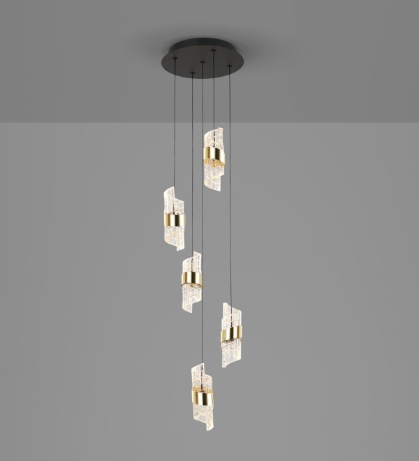 Люстра Iliada 5L черно-золотая D30
