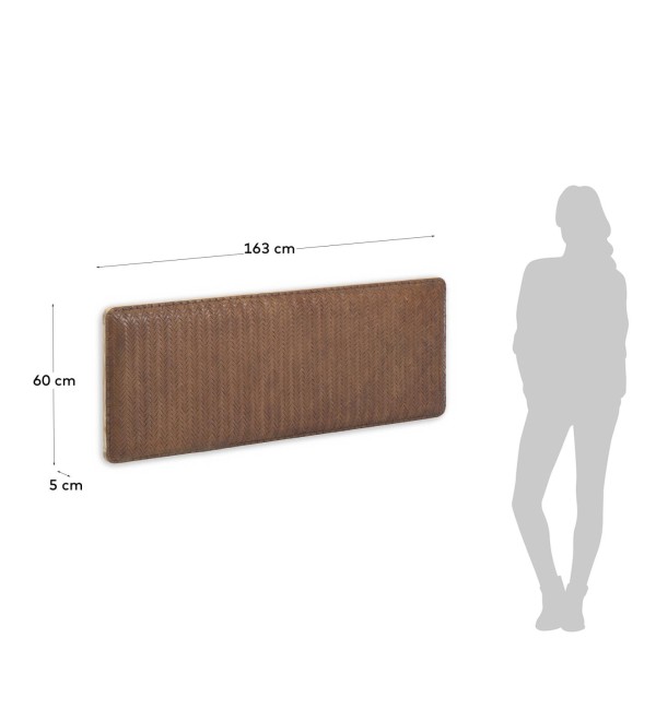 Изголовье кровати Natesa из массива тика и кожи 163 x 60 см
