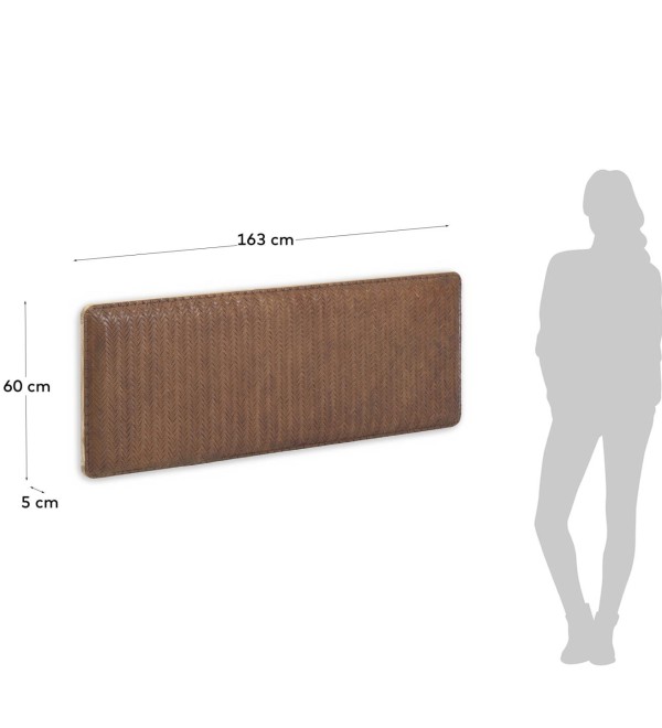 Изголовье кровати Natesa из массива тика и кожи 163 x 60 см