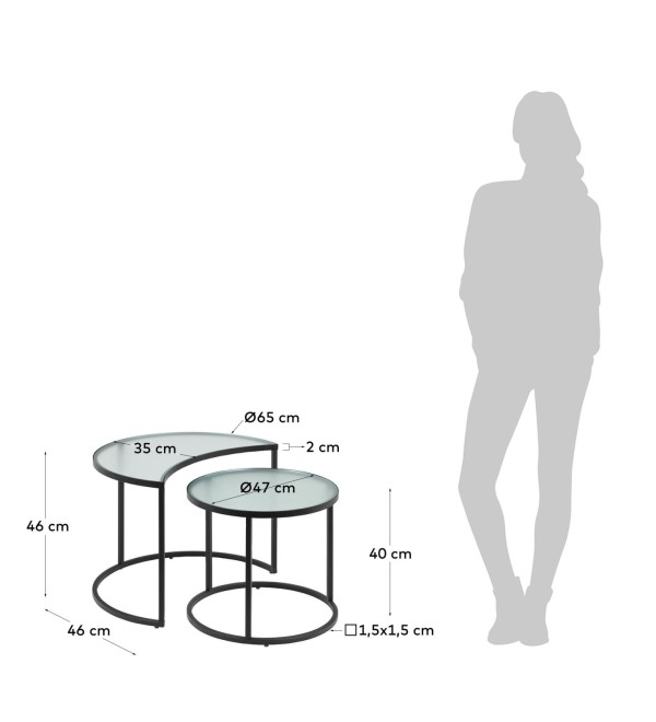 Набор из 2 приставных столиков Bast Ø 65 cm / Ø 47 cm