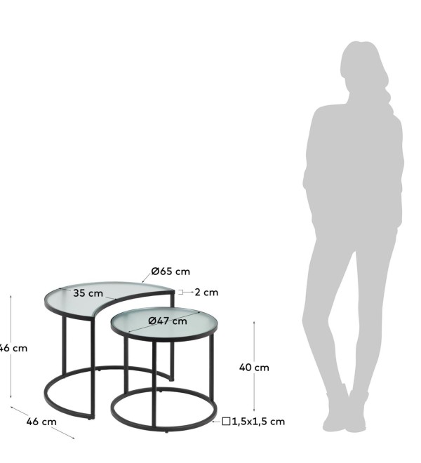 Набор из 2 приставных столиков Bast Ø 65 cm / Ø 47 cm