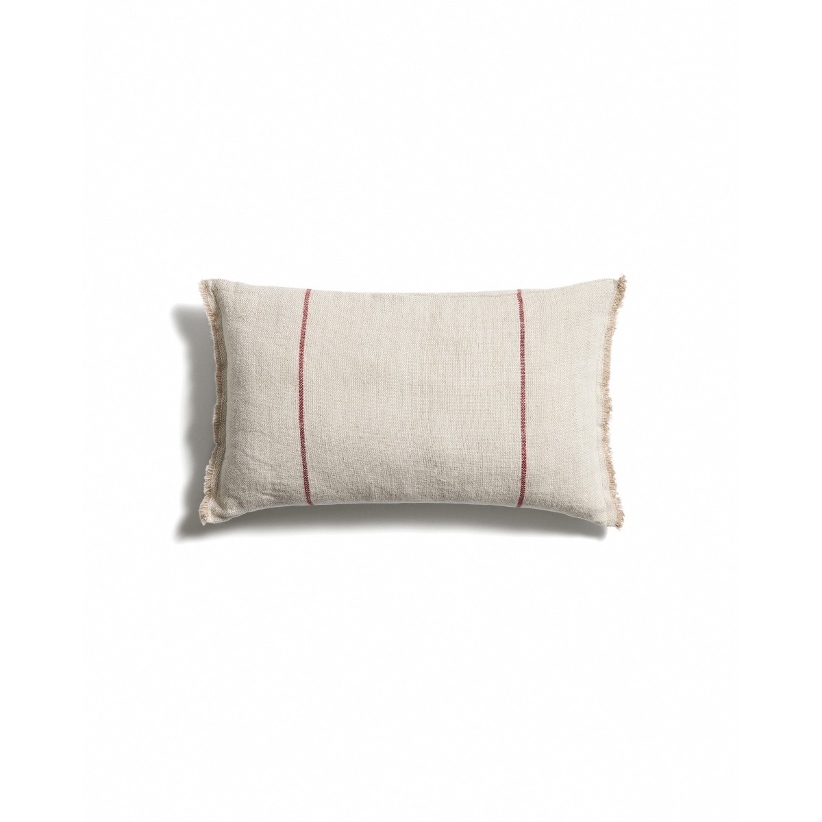Чехол для подушки Lidore из бежевого льна с красными полосами, 30 x 50 см