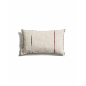 Чехол для подушки Lidore из бежевого льна с красными полосами, 30 x 50 см
