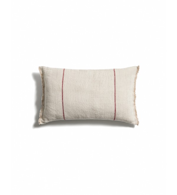 Чехол для подушки Lidore из бежевого льна с красными полосами, 30 x 50 см