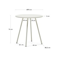 Montjoi Круглый уличный стол из стали с белой отделкой Ø 70 см