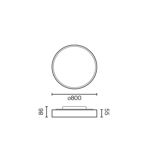 Domio черный Потолочный светильник Ø800 78W PRISM 3000K CRI80 Casambi