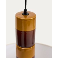 Подвесной светильник Mavran из коричневой керамики с хлопковым абажуром