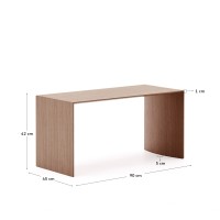 Litto Журнальный столик из шпона ореха с отделкой натурального цвета, 90 x 45 см