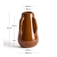 Ваза Odra из коричневой керамики с глянцевой отделкой, 25,5 см