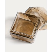 Декоративная шкатулка Aveli из переливающегося бежевого стекла, 9 x 9 см