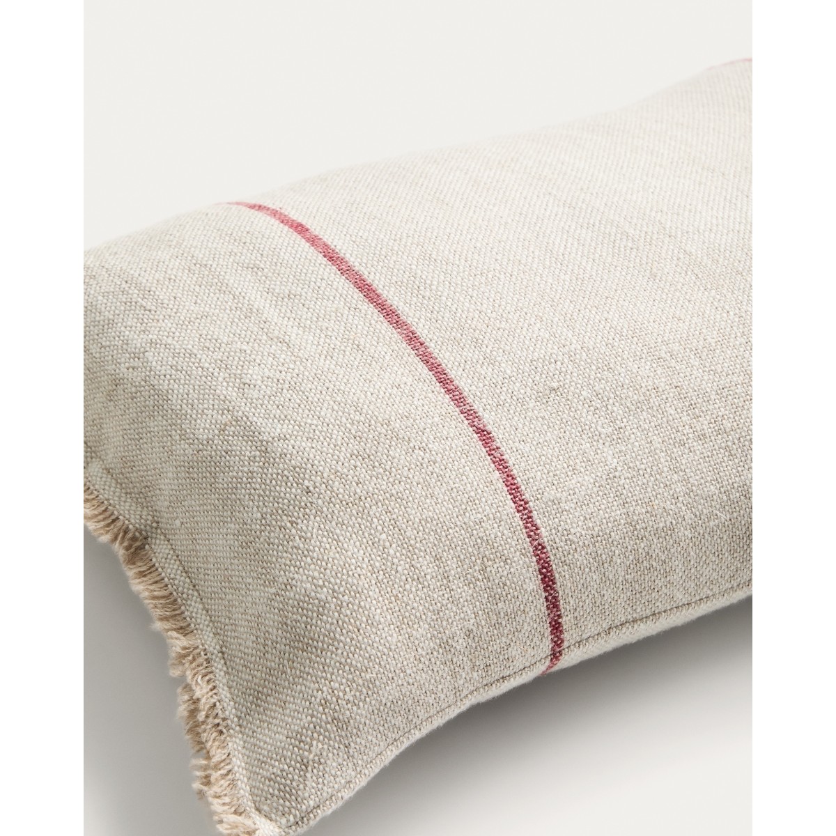 Чехол для подушки Lidore из бежевого льна с красными полосами, 30 x 50 см