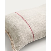 Чехол для подушки Lidore из бежевого льна с красными полосами, 30 x 50 см