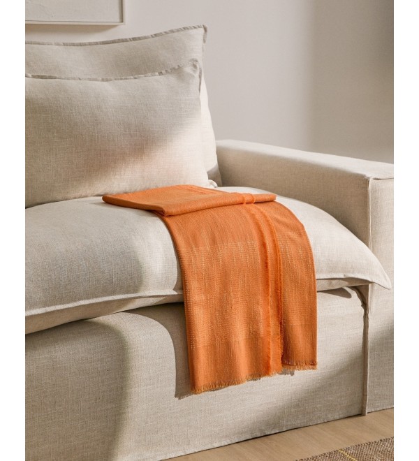 Плед Sareli из оранжевой смесовой шерсти 130 x 170 см
