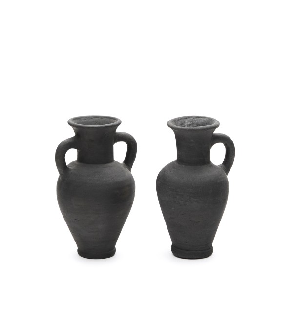 Tefare Набор из 2 ваз из терракоты в черном цвете, 18 см / 18 см