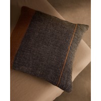 Чехол на подушку Eiko из льна серый с терракотовыми полосками 50 x 50 см