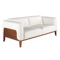 Диван 3-х местный 5353-3P-M9715 /6115 кожаный белый с каркасом из ореха
