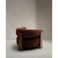 Кресло Granite из коричневой синели и массива ясеня с отделкой орех