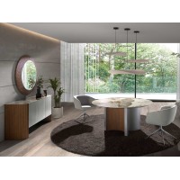 Круглое настенное зеркало 3262/MIR23067 в раме из орехового дерева