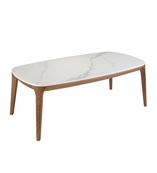 Овальный столик 2132/CT933 из керамики и ореха