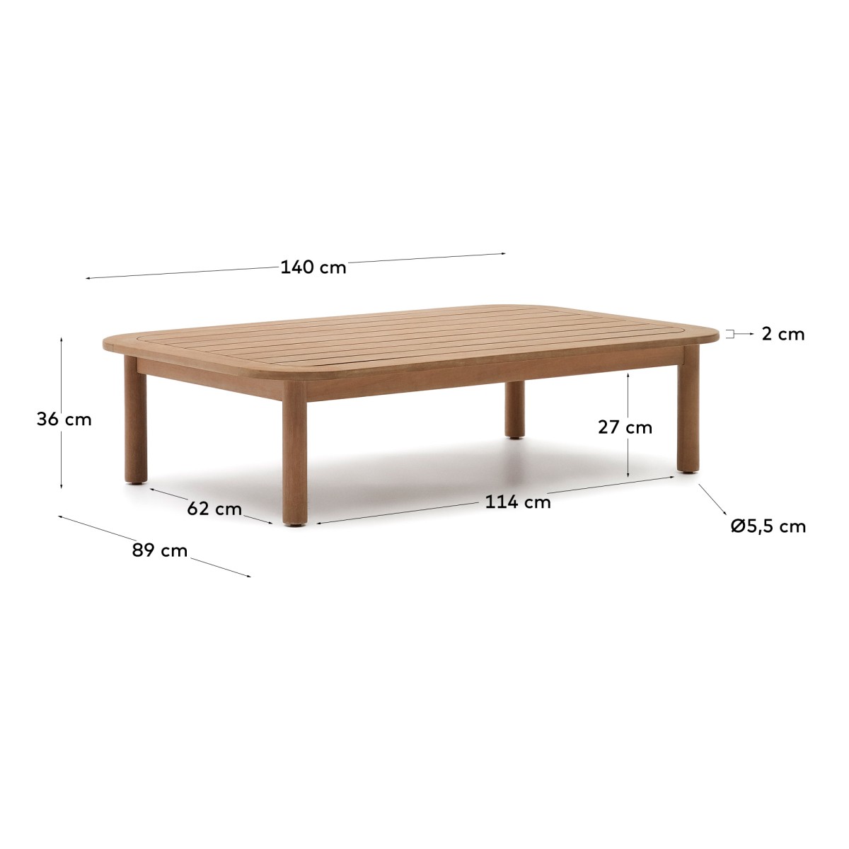 Sacaleta Уличный журнальный столик из массива эвкалипта 140 x 89 см