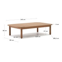 Sacaleta Уличный журнальный столик из массива эвкалипта 140 x 89 см