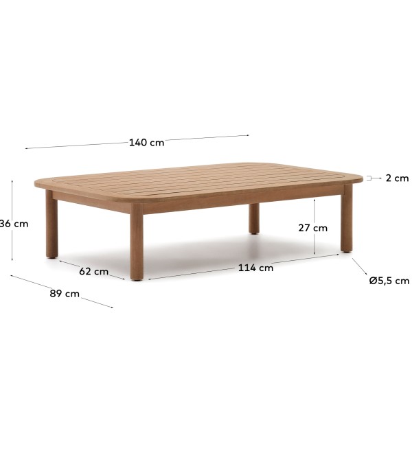 Sacaleta Уличный журнальный столик из массива эвкалипта 140 x 89 см