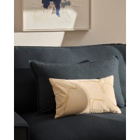 Чехол для подушки Dibel из хлопка цвета экрю с желтой вышивкой, 30 x 50 см