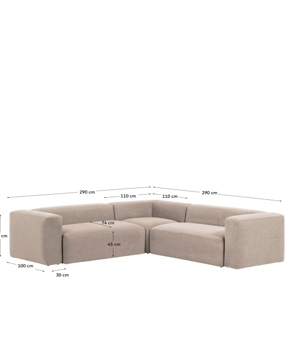 Угловой 4-х местный диван Blok 290 x 290 cm бежевый