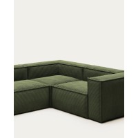 3-местный угловой диван Blok в зеленом толстом вельвете 290 x 230 см