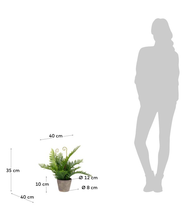 Flower Искусственный папоротник в горшке из цемента 35см